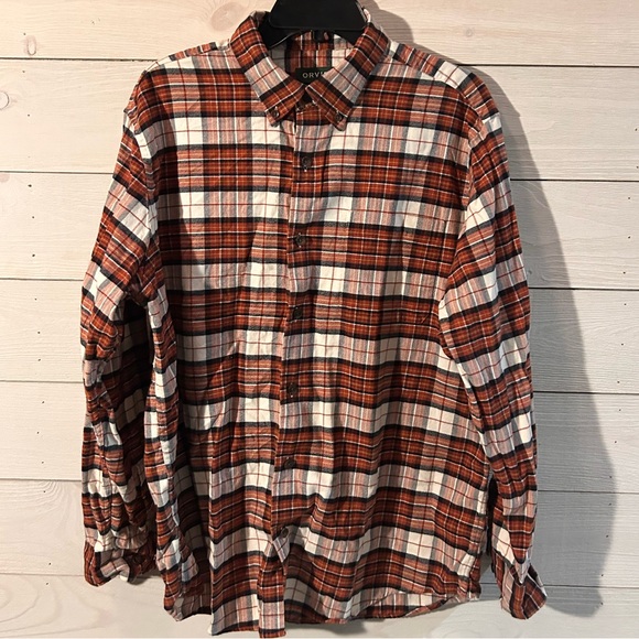 Orvis Men's Casual Plaid Shirt - Red and White. Large.  EUC. - Picture 1 of 4